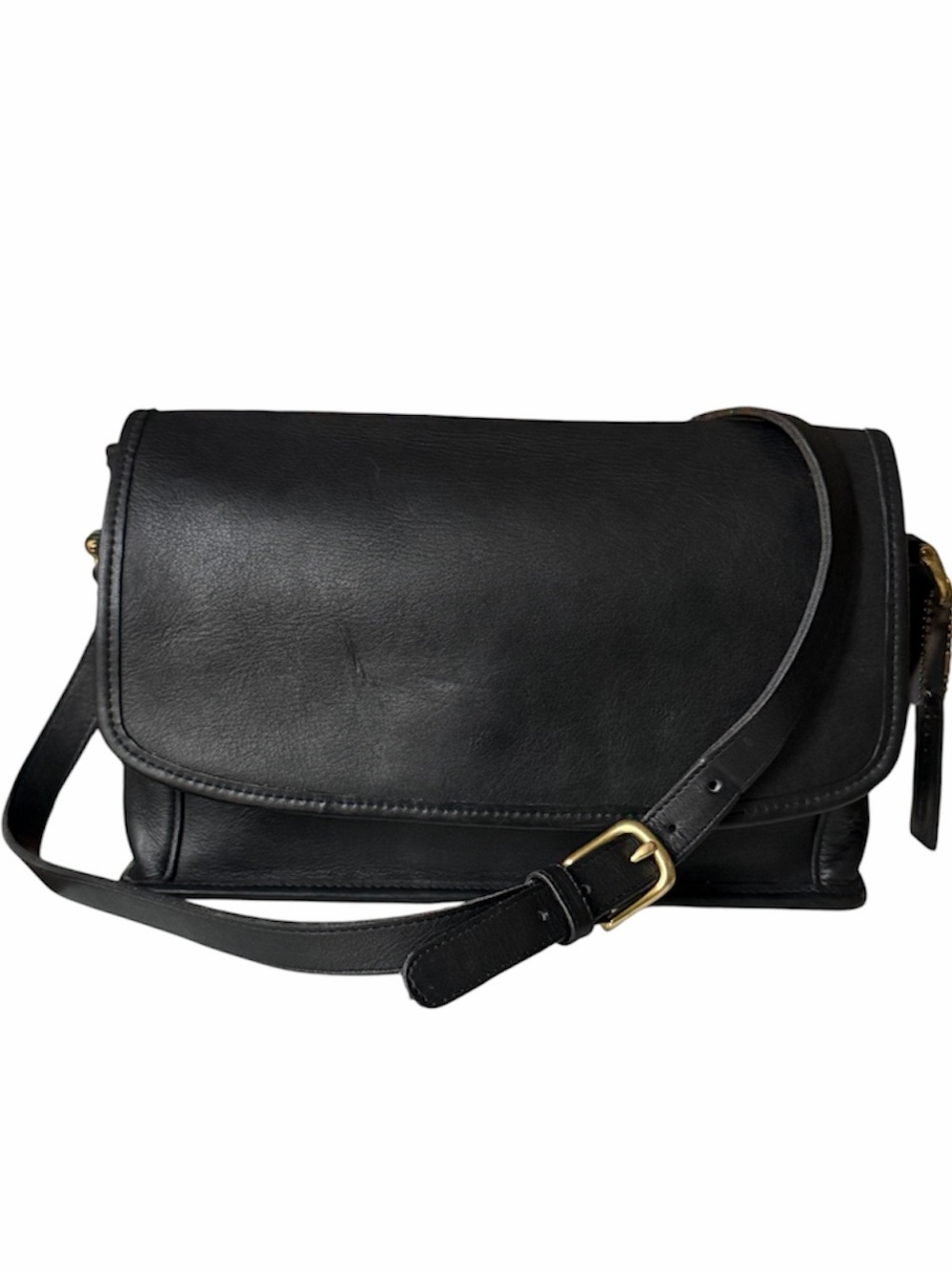 Coach 9975 Curtis Bag Black Glove Tanned Leather Flap Crossbody - Vintage
